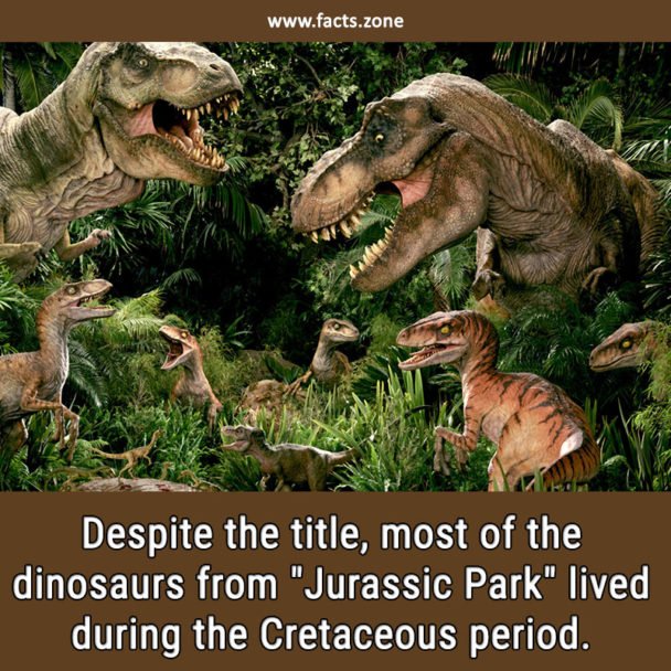 most of the dinosaurs from "Jurassic Park" lived during the Cretaceous period