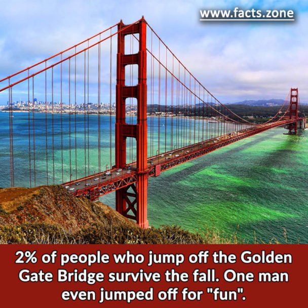 2% of people who jump off the Golden Gate Bridge survive the fall