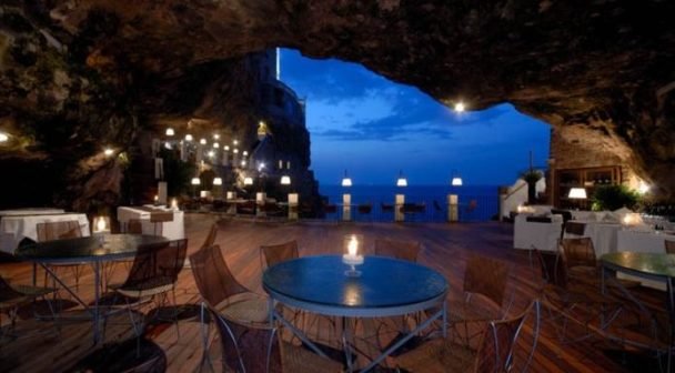 restaurant built into a grotto
